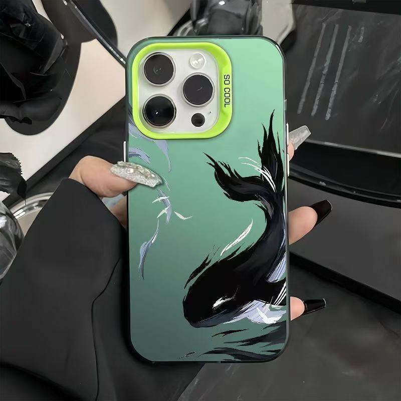 Nueva tinta ballena para iPhone 16 funda para teléfono móvil Apple 15promax/14 personalidad 13pro12 Europa y América