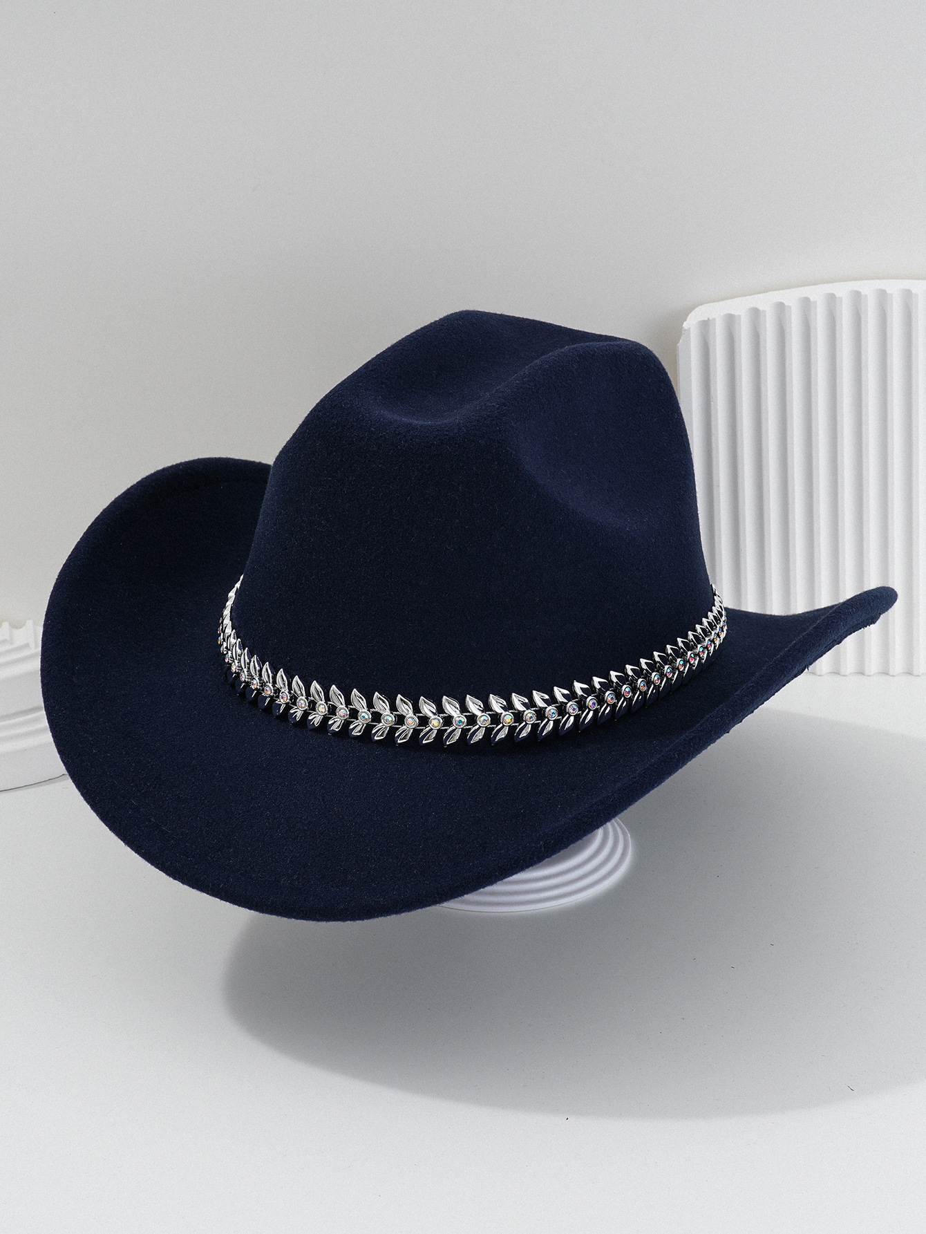 Panama cowboyhatt med 3d-löv rhinestone bälte för fest_voghion.com