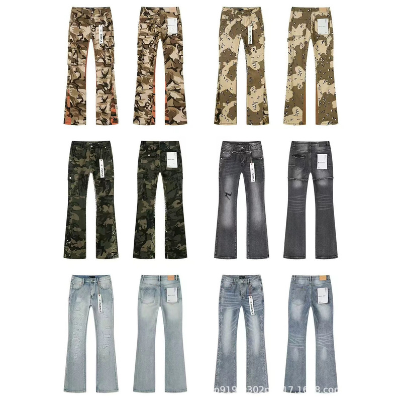 2026 Cross-Border Trendy Brand Purple Micro-Flared Rhinestone-Studded Stretch Jeans American High Street Style Unisex 2026 Cross-Border Trendy Brand Purple Micro-Flared Rhinestone-Studded Stretch Jeans American High Street Style Unisex