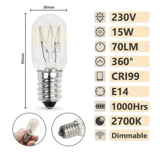 LED-лампа для холодильника E12E14 улиточная ротовая теплый белый свет прикроватная колпак-насадка, универсальный источник света