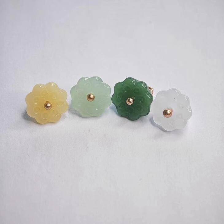 Imitation Jade Lotus National Style Shirt Buttons Handmade Glass Buttons Chinese Tang Suit Cheongsam Han Dynasty Abacus Plate Buttons Metal