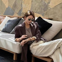 高端女装深圳南油原创单品老钱风天然软亚麻西服时尚精品通勤外套