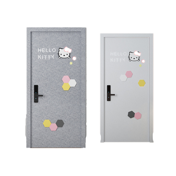 北欧风隔音面自粘入户门防盗门改造翻新毛毡贴纸背胶毛毡门贴定做