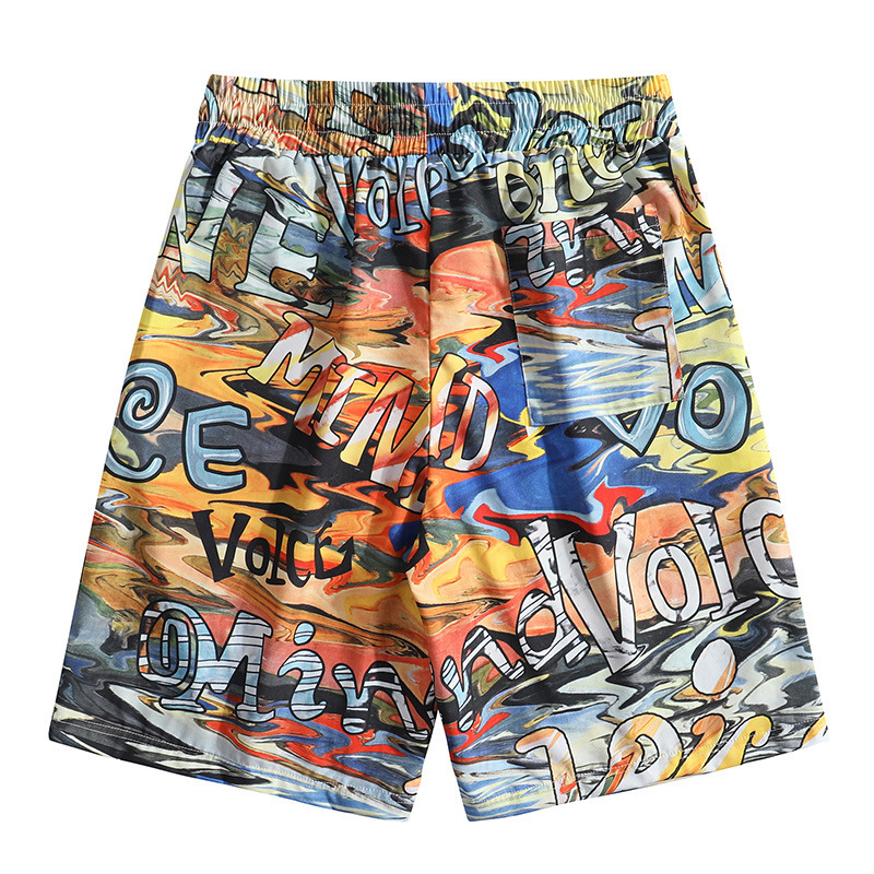 2025 New Men's Street Trendy Hawaiian Resort Style Casual Pants Full Print Cross-Border Shorts for Men