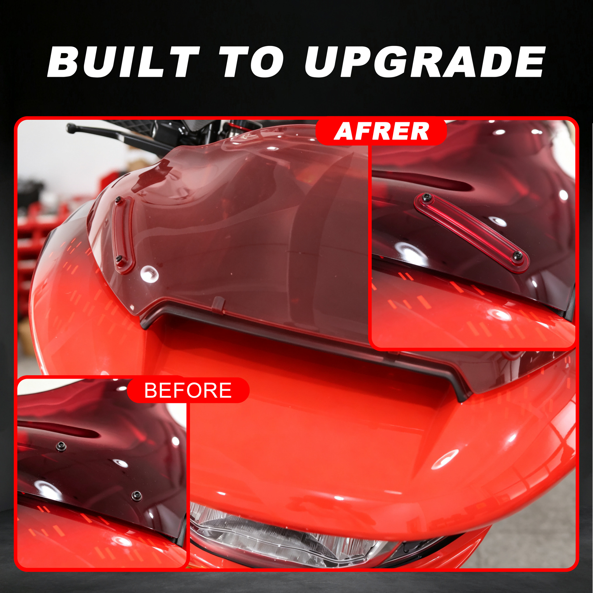 Suitable for Harley Road Glide and Touring models from 2023 and later, modified with colored windshield decorative trim and brackets