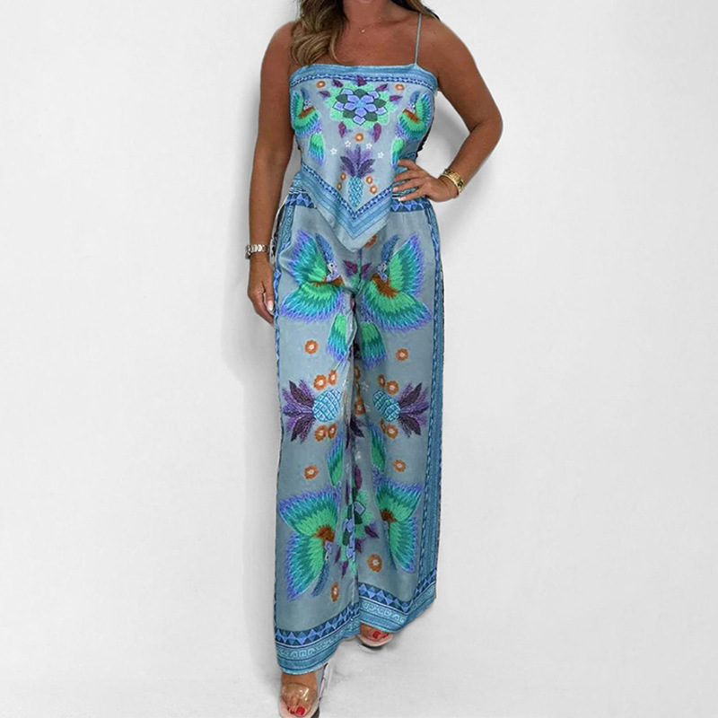 Elegant Summer Printed Strap Shorts Suit For Women Fashionable_voghion.com