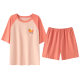 2025 Short Sleeve Pajamas Women's Summer Thin with Chest Pad Cartoon Girl Student Round Neck Summer Home Clothes Live