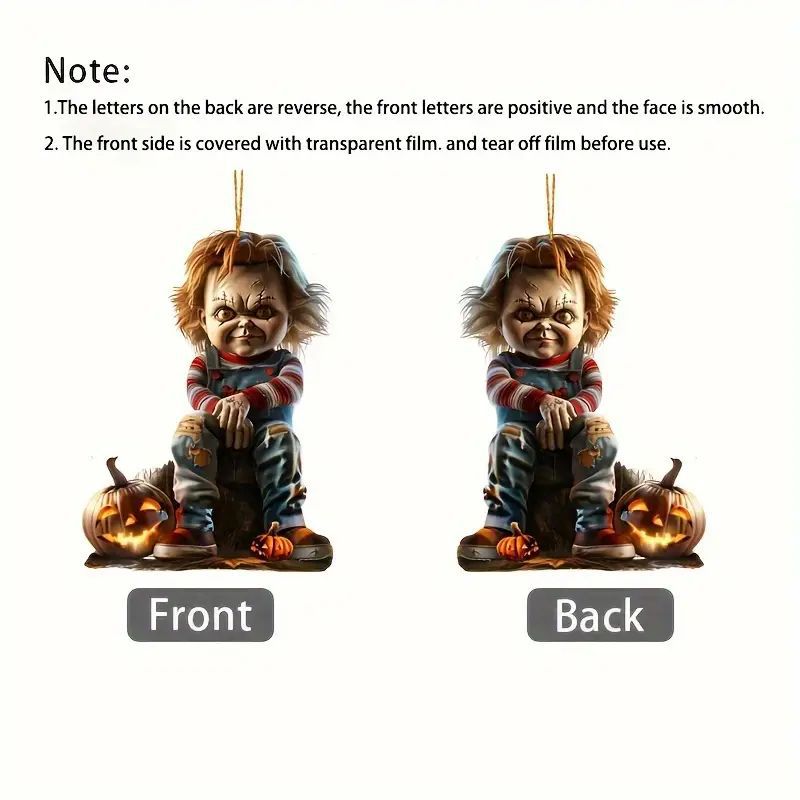 Transfronterizos cicatrices de Halloween asesinar colgante de espejo retrovisor acrílico plano interior colgante de espejo retrovisor decoración
