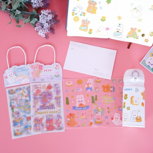 Wholesale notebook stickers cute tote bag stickers PET girl stickers creative cartoon stickers ins style notebook 