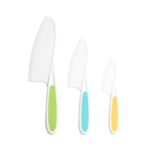 Wholesale Children's Plastic Fruit Knife Birthday Cake Server Cheese Dessert Bread Knife Peeler Toy Knife Set