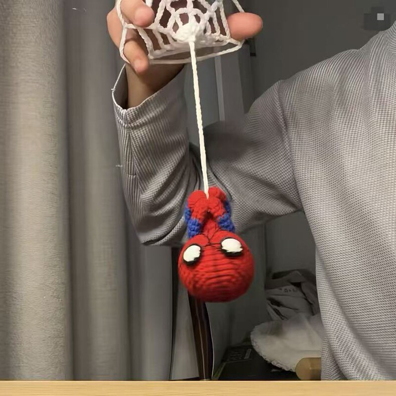Finished Cross-Border Spider-Man Web Stretchable Handmade Crochet Movie and Anime Merchandise Pendants Wholesale
