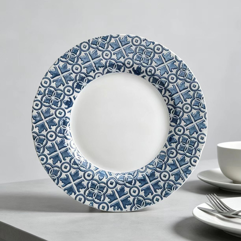 Shunxin Colored Glass Plate Wholesale Tableware Set Bowls and Plates European-Style Household Banquet Supplies Decorations Export Light Luxury Style