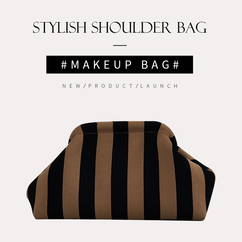 Cross-Border Popular Beach Bag Cloud Bag Knitted Bag Girls Fashion Commuting Versatile Striped Bag Cosmetic Bag Fly Woven Bag