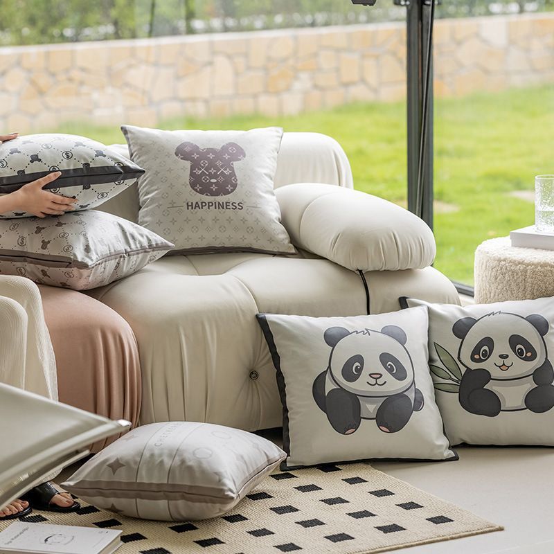 科技布轻奢印花抱枕沙发客厅靠枕套不含芯北欧简约床头皮靠背靠垫