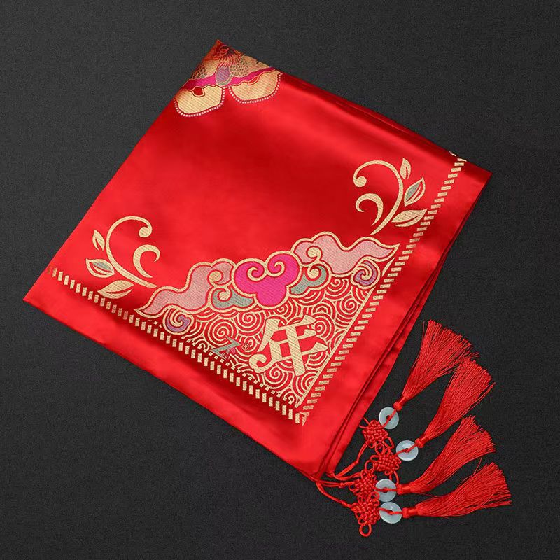 Wedding Supplies Wedding Tassel Veil Double Happiness Chinese Knot Veil Silk Fabric Red Veil for Bride