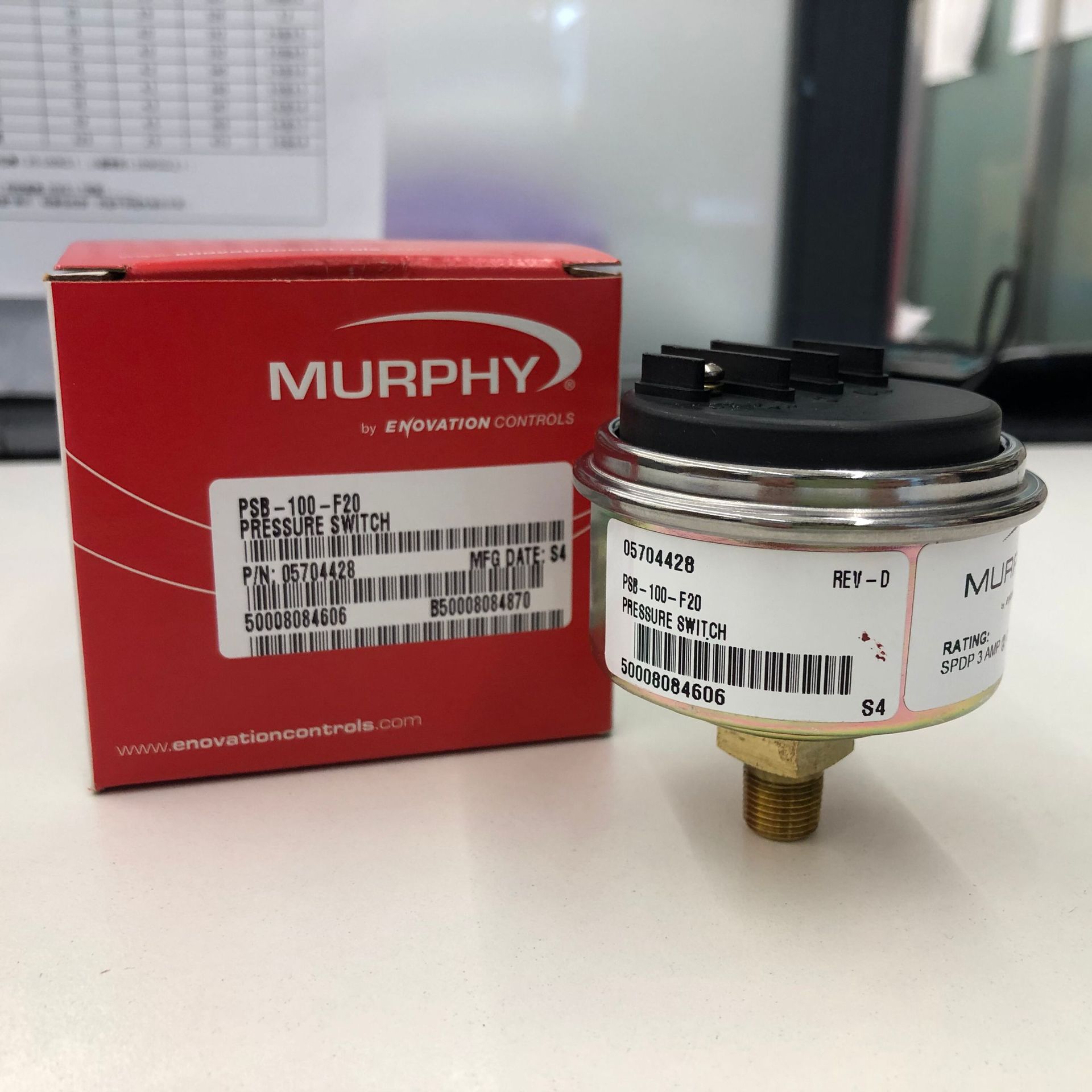 Murphy直接安装电力开关PSB-100-F20