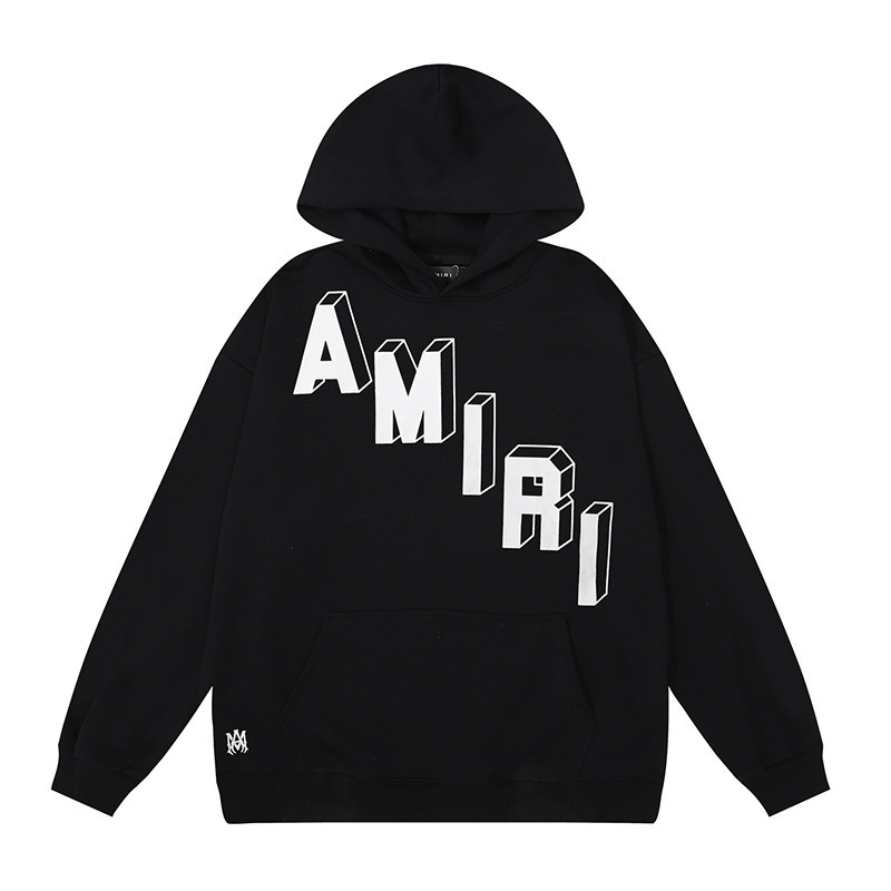 アメリカンストリート Amiri ニッチハイストリート男性と女性のカップルソリッドカラーコットンプリントプルオーバースウェットシャツレトロパーカー|undefined