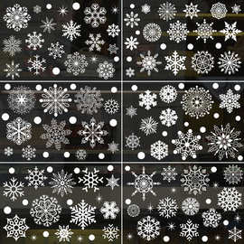 圣诞白色雪花静电墙贴九张装跨境热销雪花橱窗玻璃墙贴 SDJ23024
