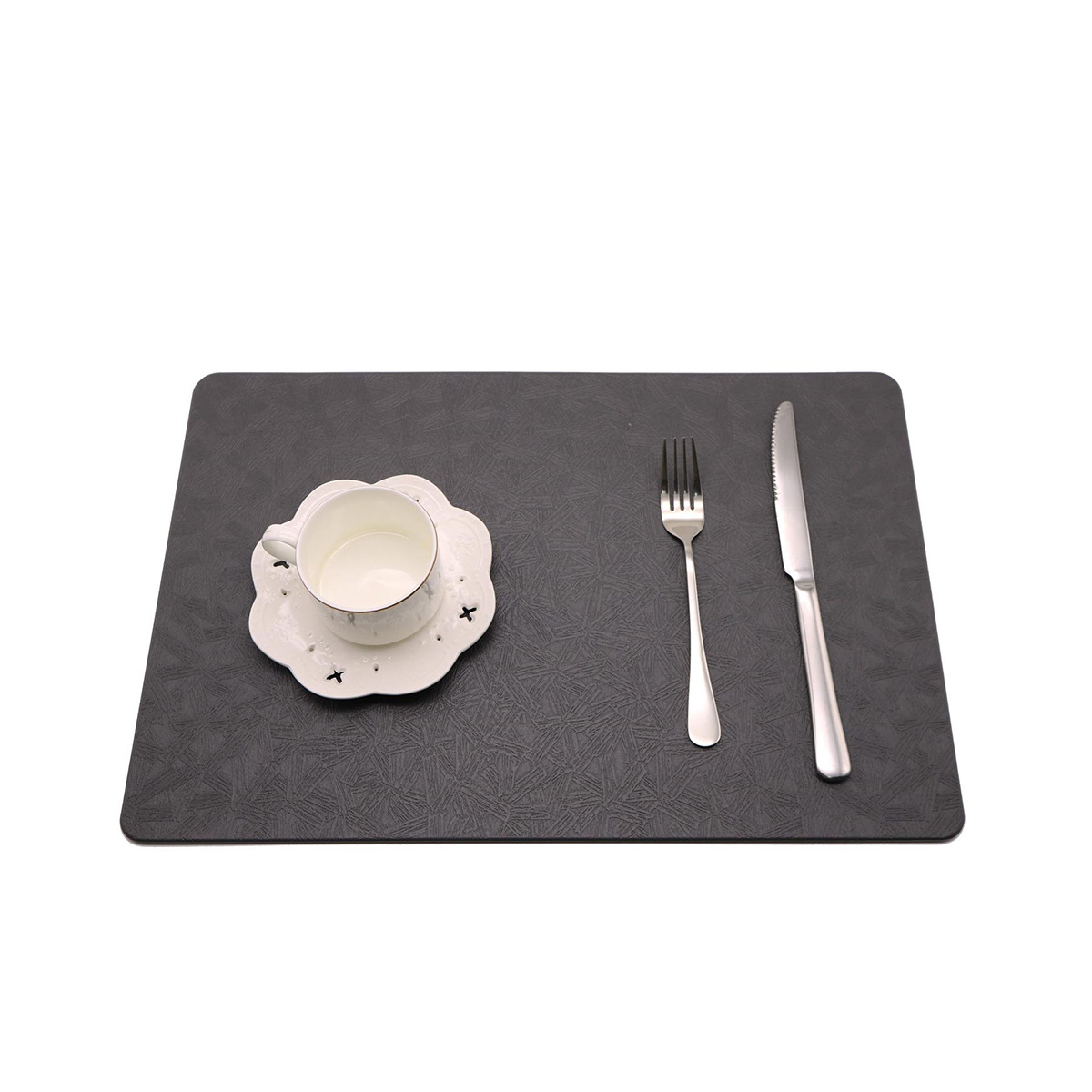 Nuevo cuero en relieve placemat PVC plisado antideslizante estera impermeable aislamiento occidental mantel cocina estera Hotel