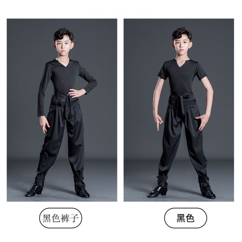 Black v-neck long-sleeved top + black pants