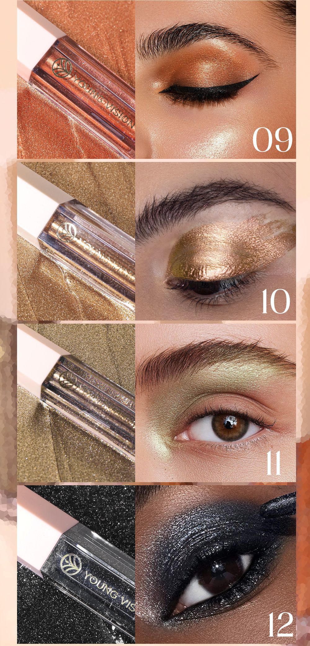 YOUNG VISION 12-color Sparkling and Dazzling Eyeshadow, Pearlescent, Polarized and matte Liquid Eyeshadow liquid undefined