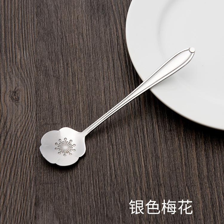 不锈钢勺子家用金色樱花勺甜品勺创意咖啡搅拌勺结婚伴手礼小勺子|undefined