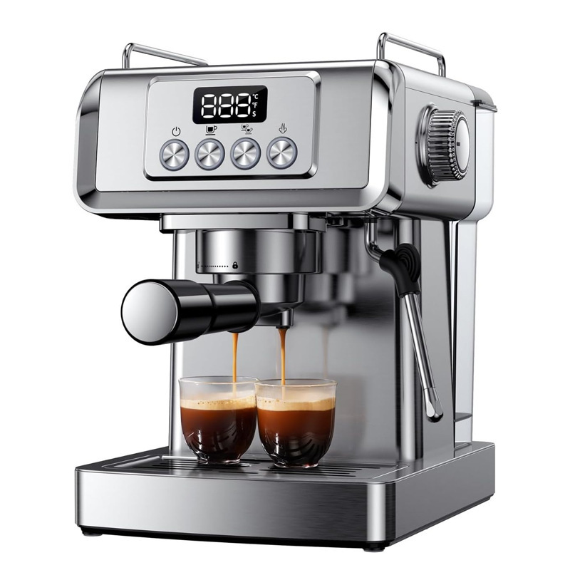 Stainless Steel Espresso Coffee Machine Comes with Milk Frother Steam Wand Professional Home Latte Cappuccino Coffee Maker Stainless Steel Espresso Coffee Machine Comes with Milk Frother Steam Wand Professional Home Latte Cappuccino Coffee Maker