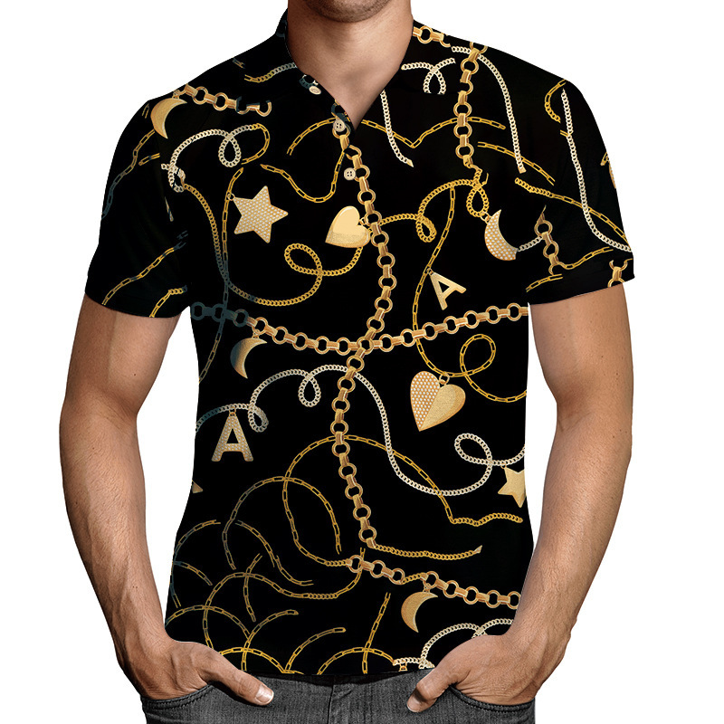 Polo da uomo a maniche corte maglia business con design 3d_voghion.com