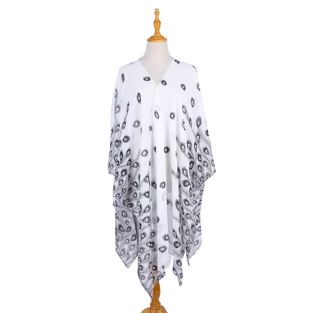 Venta caliente transfronteriza primavera y verano estilo europeo y americano corto gasa blusa de playa protección solar sombrilla kimono cardigan image 31