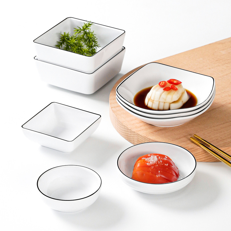 新款餐具密胺三格小味碟塑料烤肉小碟子仿瓷蘸料酱料菜碟料碟商用|undefined