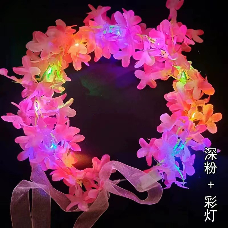 Mori nueva transfronteriza Hawaiana luminosa Garland accesorios para el cabello Súper diadema de hadas al aire libre punto escénico Foto Garland suministro