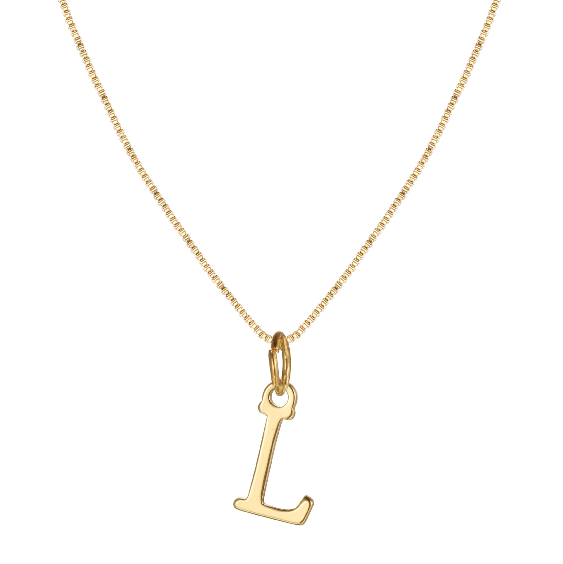 hot selling 26 English letter necklace creative simple box chain English letter pendant clavicle chain_voghion.com