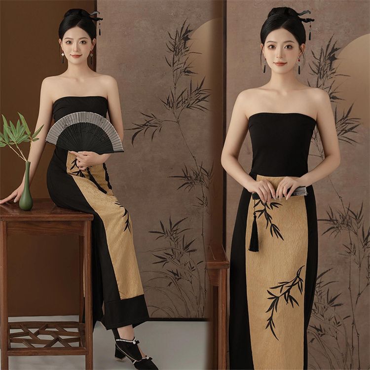 Morning Robe Female Bride Engagement Dress Photo Light Luxury Niche New Chinese Style Retro Zen Tube Top Dress Morning Robe Female Bride Engagement Dress Photo Light Luxury Niche New Chinese Style Retro Zen Tube Top Dress