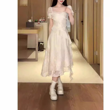 韩系设计感甜美法式收腰显瘦仙女吊带连衣裙