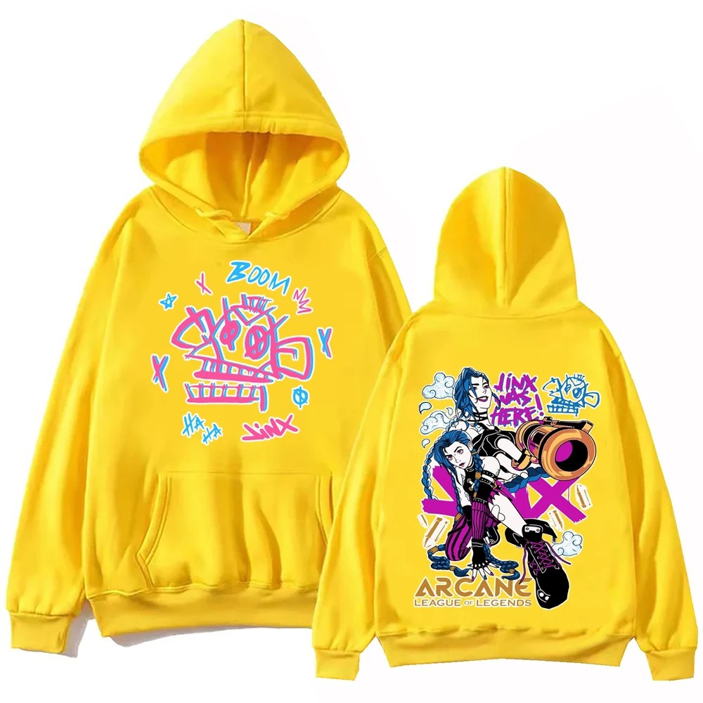 Arcane-Jinx Hot Anime Hoodie Harajuku Pullover Tops Man Wom