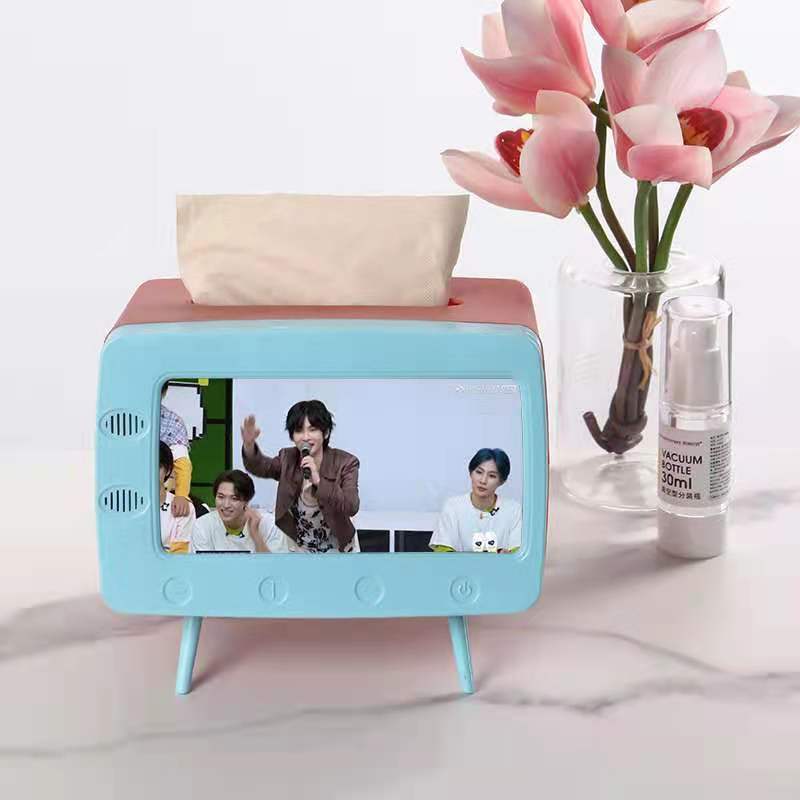 Multifuncional nuevo creativo lindo TV caja de pañuelos sala de estar caja de almacenamiento de escritorio retro TV caja de pañuelos