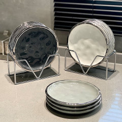 北欧風銀辺吐骨盤軽豪華陶磁器骨盤家庭用手つまみ紋創意多用途小皿吐骨盤