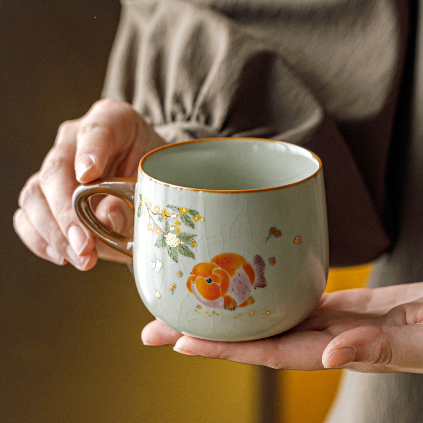 Beige Ru Kiln Jin Gui Yu Yuan Miao Cup Coffee Cup Ceramic Single Cup Personal Tea Cup Kung Fu Tea