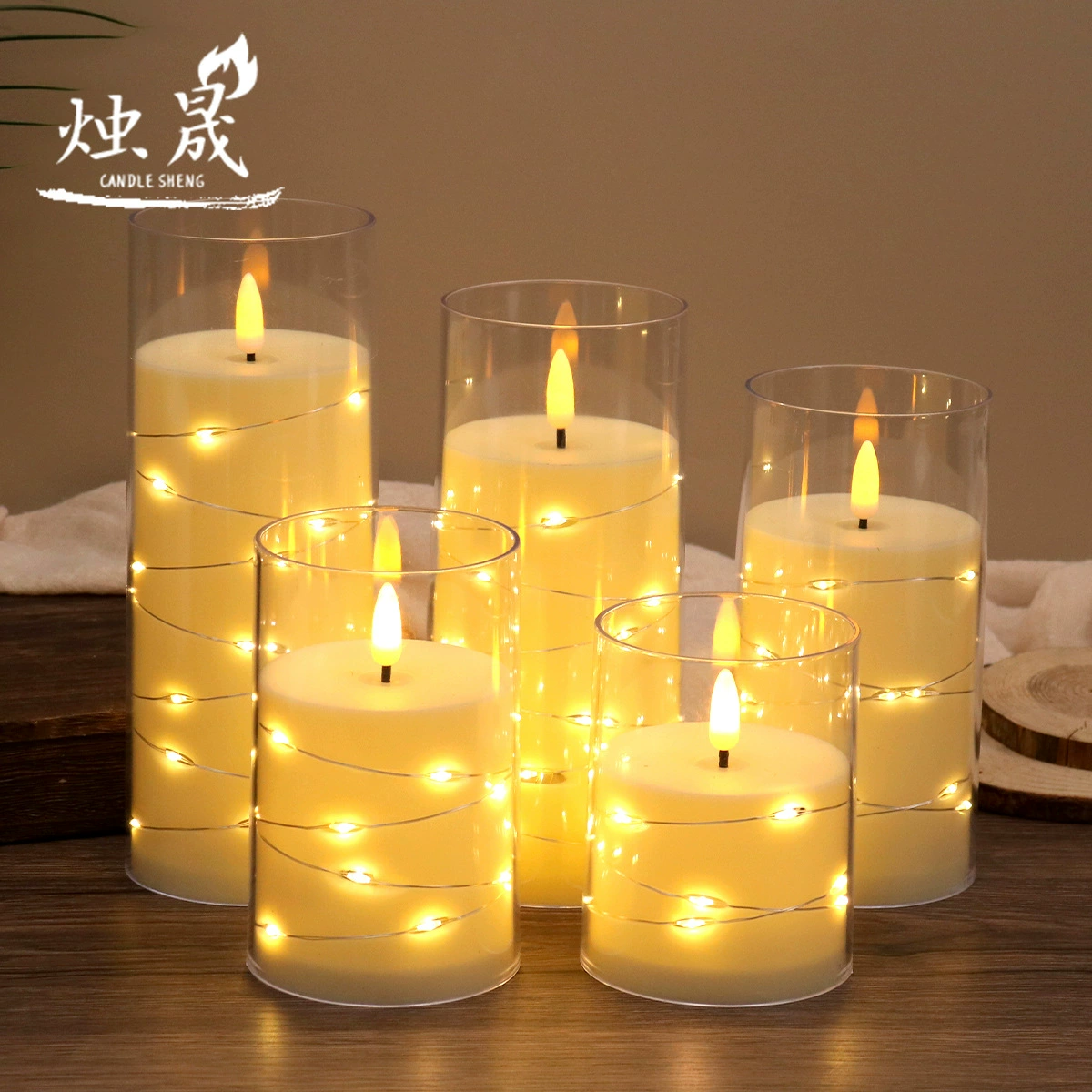 Светодиодная Электронная свеча Рождественская вечеринка световая Гирлянда украшение Западного ресторана акрил с чашкой свеча свадебная композиция