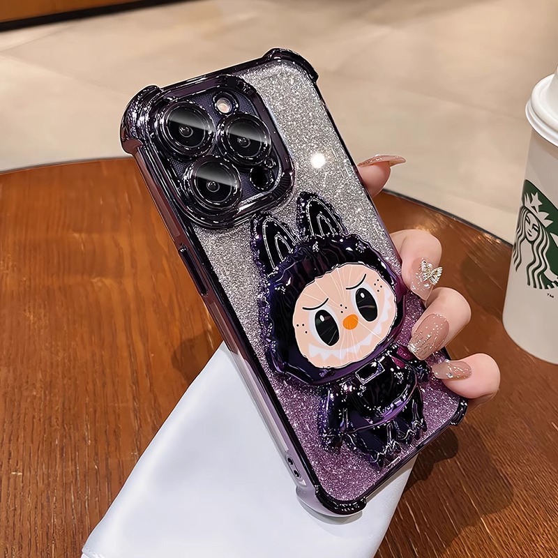 スタンドは、Apple 17promaxラブブ携帯電話ケース、iPhone16オールインクルーシブ14化粧鏡保護カバーに適しています。|undefined