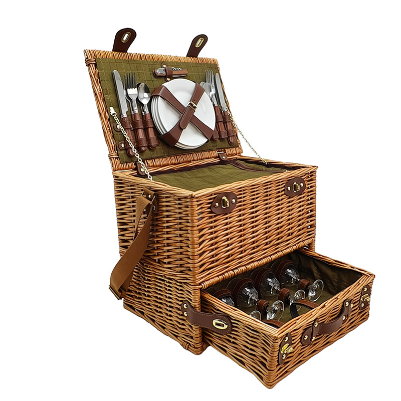 Clientes de alta gama regalos de agradecimiento regalos de agradecimiento creativos regalos de agradecimiento cestas de sauce de lujo ligeras canestas de picnic de mudanzas canestas de regalo