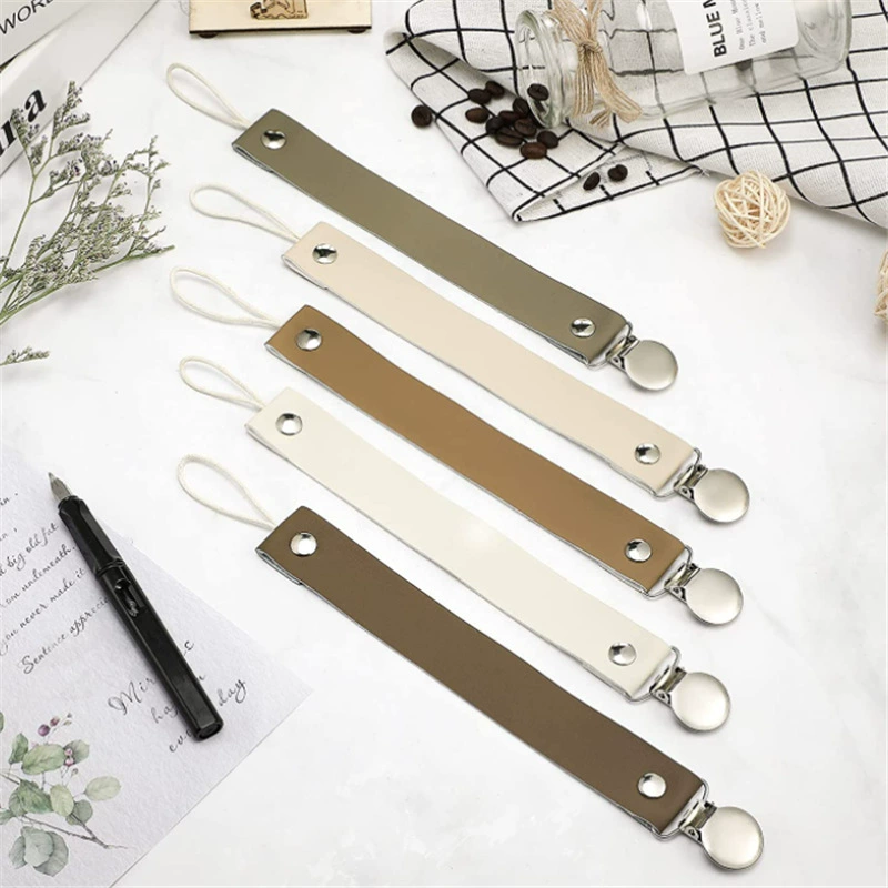 Кожаный металлический круглый зажим для соски-Пустышки Детские принадлежности цепочка для соски с защитой от падения с зажимом для игрушек