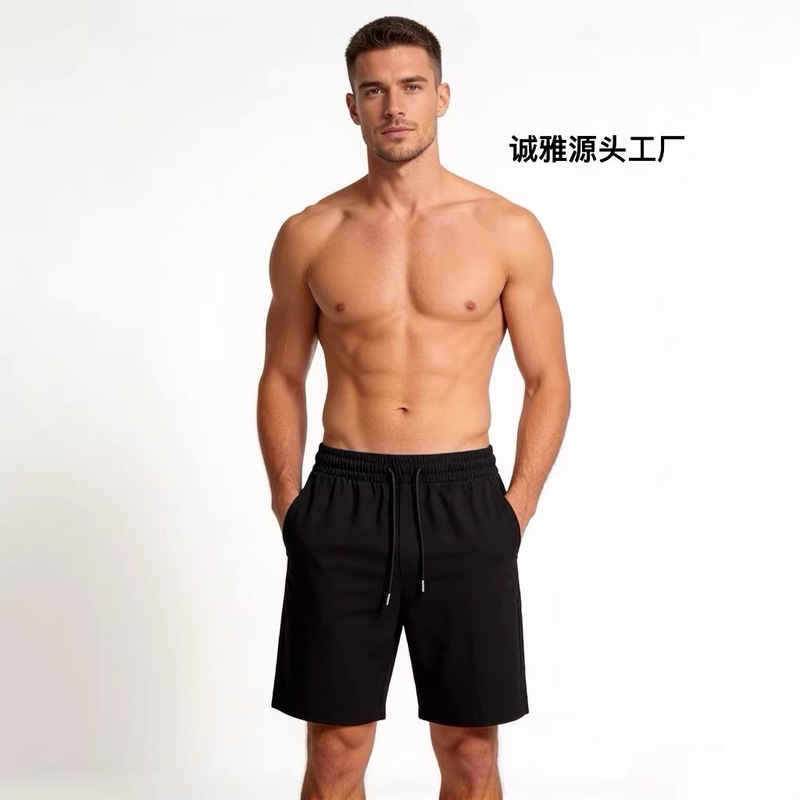 Summer Lightweight Men's Sports Shorts, Loose Fit, Black Ice Silk Five-Point Shorts for Plus-Size Men Summer Lightweight Men's Sports Shorts, Loose Fit, Black Ice Silk Five-Point Shorts for Plus-Size Men
