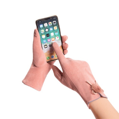 Women's warm gloves for cycling autumn and winter outdoor cute plush plush German velvet touch screen winter gloves wholesale