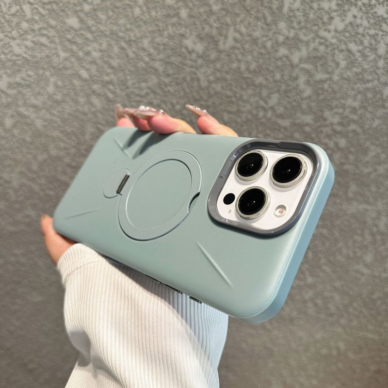 适用iPhone16pro磁吸支架手机壳旋转磁吸苹果15pro磨砂肤感保护套|undefined