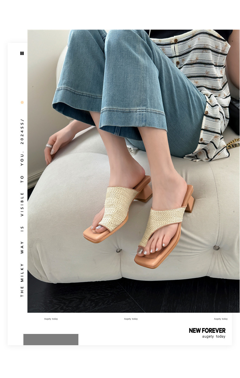 Dép sandal cao gót nữ hở mũi kiểu Pháp đan chéo, gót cao 9 cm, đế mềm — Màu cà phê (Nâu) chi tiết 1