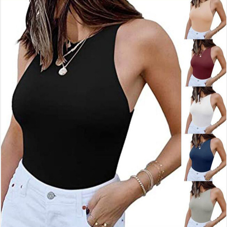 Clearance Sale Amazon Spring Women's Sleeveless Racerback Tie-Up Tight-Fitting Tank Top Jumpsuit Cross-Border Hot Item