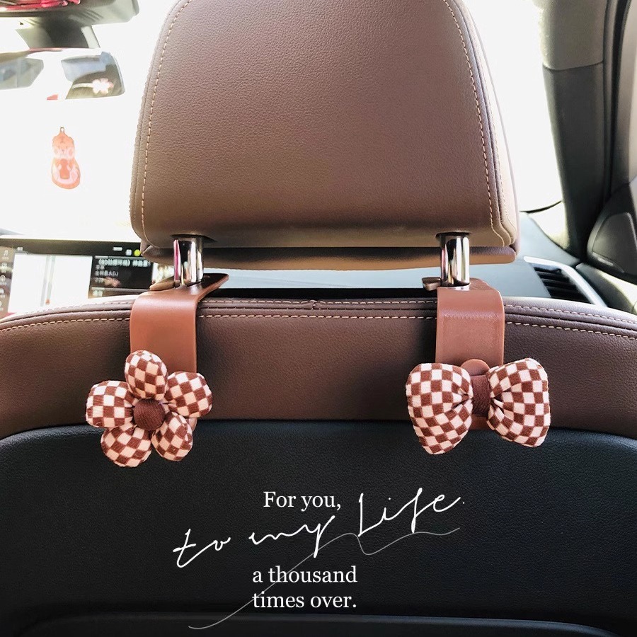 Gancho de coche, respaldo del asiento del coche, almacenamiento invisible trasero multifuncional, gancho pequeño, accesorios de decoración de coche lindos para mujer