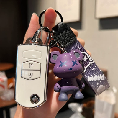 Car key bag — 3 Star Cheng key - mazda-c-folding-2-keys-single-shell-white-purple-violent-bear-pendant