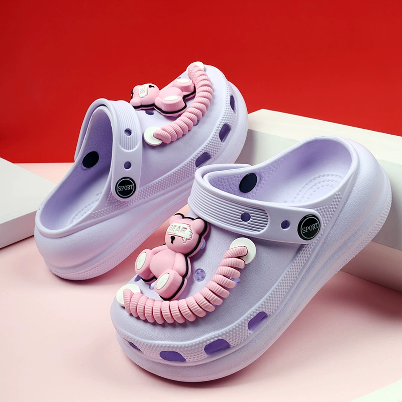 Милые детские сабо с мультяшным принтом, дышащие тапочки для девочек, летняя обувь для пляжа, детские сандалии для мальчиков.
